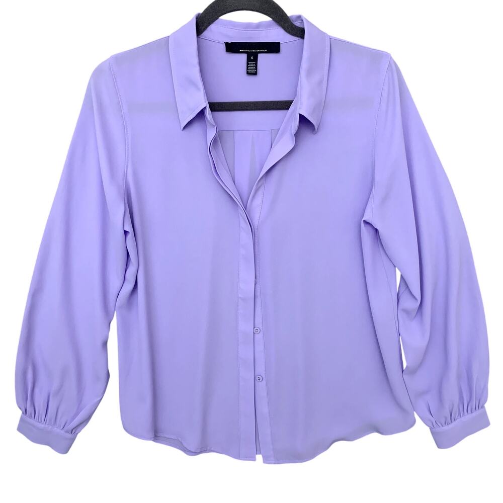 Lilac Purple Button Front Blouse WHBM Long Sleeve Women's Size S